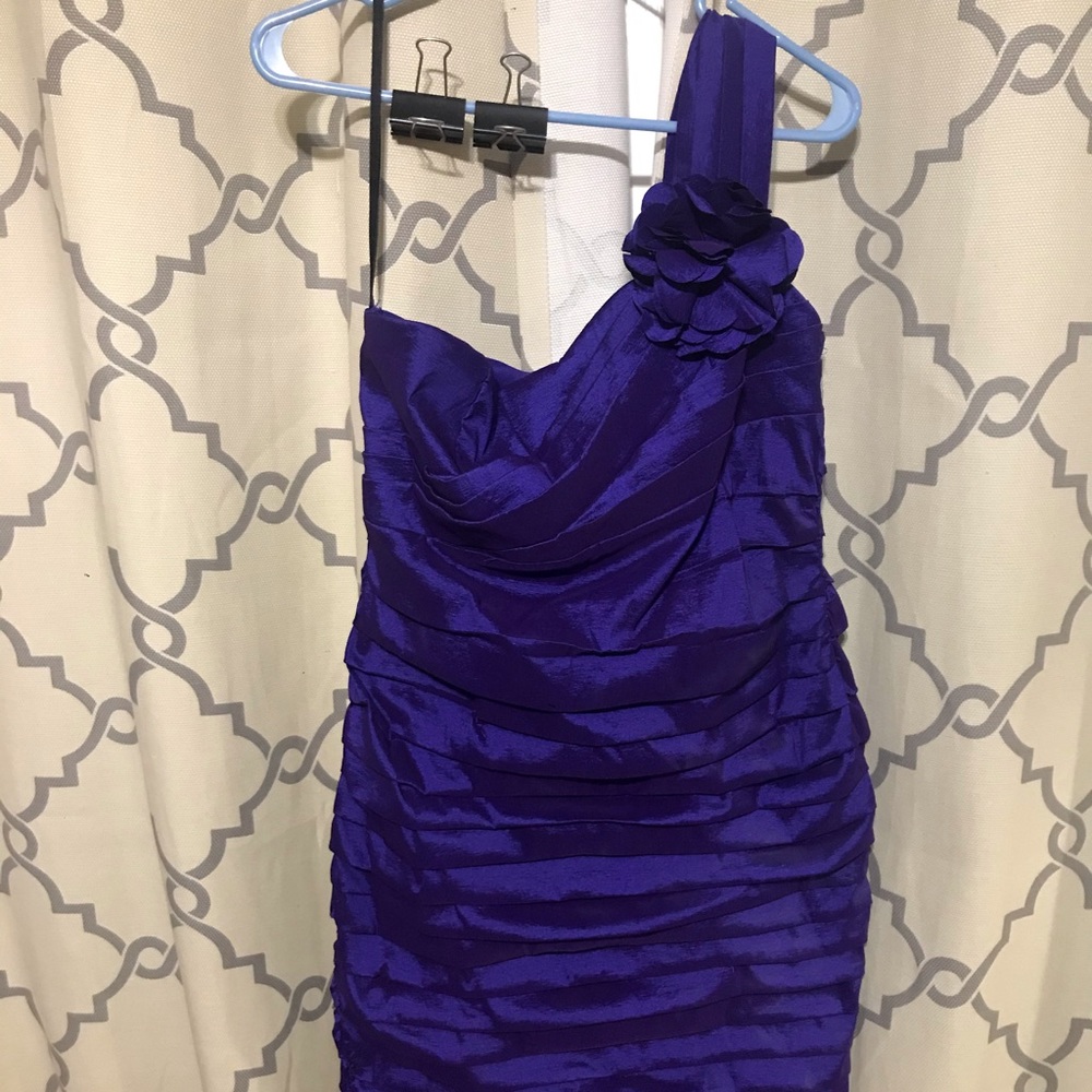Blue violet one shoulder dress